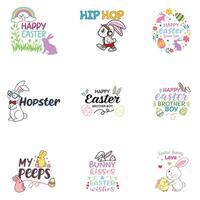 Easter Bunny Typography Bundle with Cheerful Colors vector