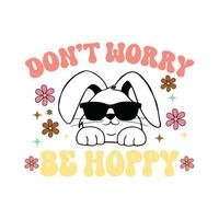Cute Bunny and Happy Easter Typography T-shirt Design for Prints vector