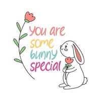 Cute Bunny Happy Easter Typography T-shirt Design for Spring Prints vector
