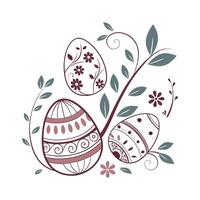 Elegant Floral Easter Eggs with Leaves and Branches - Decorative Spring Design vector