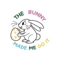 Joyful Easter Typography Tee with Bunny Illustration vector