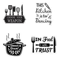 Kitchen Typography Design with Chef Illustration for Sublimation Set vector