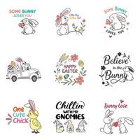 Easter Celebration Typography Bundle with Colorful Clipart vector