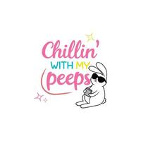 Bunny Themed Happy Easter Typography T-shirt Design for Sublimation vector