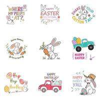 Easter Joy in Typography and Colorful Clipart Designs vector