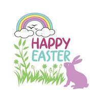 Easter Joy Typography T-shirt Design Enriched with Easter Colors and Playful Clipart vector