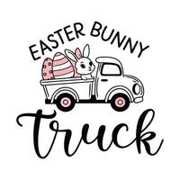 Happy Easter Typography T-shirt with Bunny and Flowers Design vector