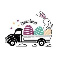 Cute Happy Easter Typography T-shirt Design with Spring Bunny vector