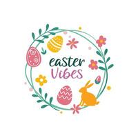 Easter Typography T-shirt Design with Fun Bunny Graphic vector