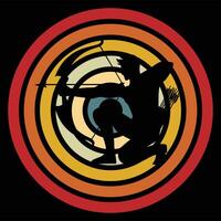 Archery Silhouette Against a Retro Sunset Backdrop vector