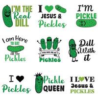 Collection of Quirky Pickles Characters T-Shirt with Pickled Cucumber Artwork vector