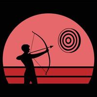 Vintage Archer Silhouette with Retro Sunset Background vector