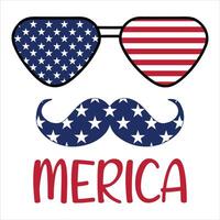 American Flag-Inspired Mustache and Beard Graphic Design vector