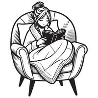 Book and Girl in Tranquil Setting vector