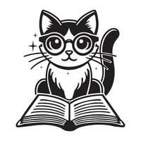 Book Reader with Kitten Clipart vector