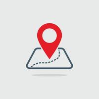 Map Illustration with Markers. Stroke Editable. EPS 10 vector