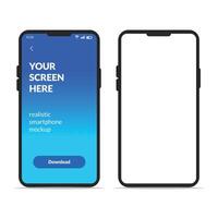Ultra realistic mobile device UI UX mockup for presentation template. Stroke Editable vector