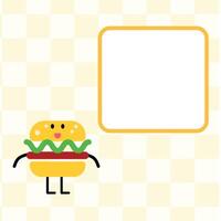 Burger character with empty banner stock illustration vector