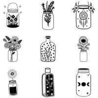 Collection of Rustic Mason Jar Illustration for Graphic Design vector