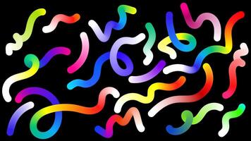 Fluid Wave Elements of Colorful Squiggly. Graphic Pattern with Wavy Lines in Bright Colors. Colorful Rainbow Abstract Gradient Shapes Set. vector