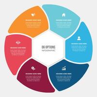 Circle Infographic Template Design With 6 Step, Process Workflow Diagram vector