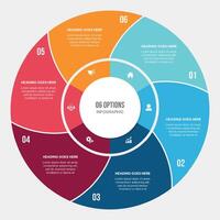 Circle Infographic Template Design With 6 Steps Process Workflow Diagram vector