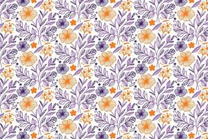 modern stylish floral pattern with continuous one line botanical flowers and elegant hand drawn leaf sketches for wrapping and wallpaper vector