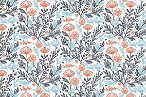 one line floral pattern with abstract flower and leaf details for seamless textile print packaging and stylish home decor vector