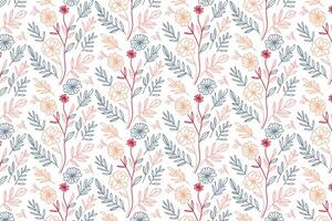 detailed outline flower and leaf pattern with sketch style botanical elements for decorative home decor and packaging vector