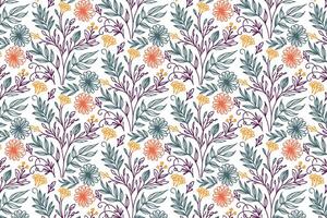 contemporary floral pattern with delicate sketch style flowers and seamless botanical elements for packaging and textile print vector
