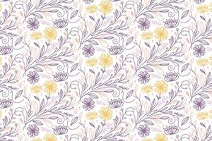 minimalist continuous line art floral pattern with elegant outline flowers and leaves for trendy home decor and wrapping paper vector
