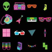 collection of 80s Retro Clipart Design with Classic Vibes vector