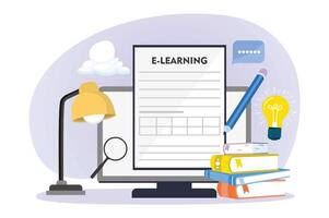 Concept of e-learning, homework assignment. vector