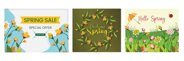 Attractive spring promotion banner with bright flowers. and Vibrant spring-themed design vector
