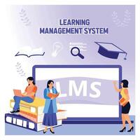 LMS Learning Management System with online educational training. vector