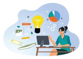Business idea, web development, online earning idea, technological innovations. vector