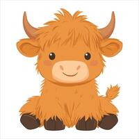 Cute Kawaii Highland Cattle Design vector