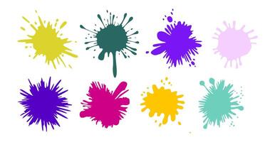 Set of colorful splatters on a white background vector