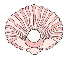 Open seashell with a pearl inside isolated vector