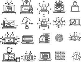 Cyber security line editable icon set. Data protection and Secured network icon collection. vector