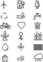 Eco or Ecology Icons Set. containing icons such as Recycling, Alternative Green Energy Source and other. vector