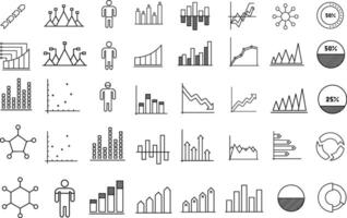 Set of 40 outline icons related to infographics. Linear icon collection. Editable stroke. vector