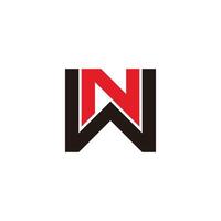 letter nw simple colorful geometric lines logo vector