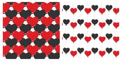 St Valentine Day greeting Heart shape balloons on string Seamless Pattern Festive backgrounds Set 2. Isolated illustration Thematic cards Wallpaper, wrapping or web promo leaflets, banner, tags vector