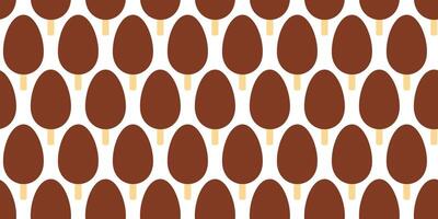 Chocolate Sundae Oval shape on wooden stick Minimalistic Seamless Pattern Ice cream Background idea. Isolated illustration Thematic card Wallpaper or web promo banner, leaflet, price tag, label vector