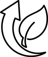 Outline doodle recycled arrow with leaf icon Sketch concept vector