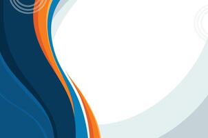Abstract background with blue, orange, and white wave design. vector