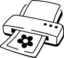 A hand drawn icon of a printer printing a flower on paper vector