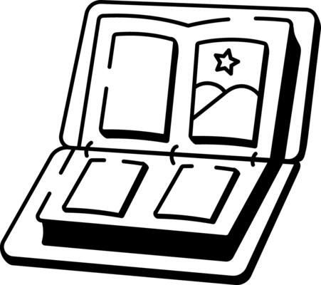 A hand drawn style icon of an art portfolio