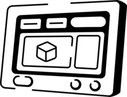 A doodle style icon of 3d modelling system vector